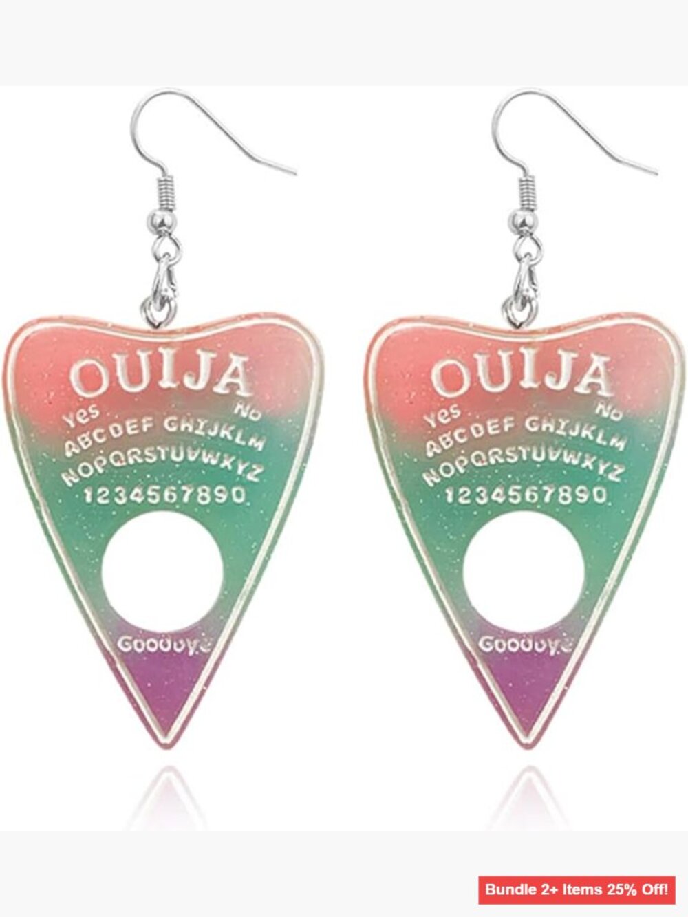 Goth Ouija Planchette Earrings Triple Moon Goddess Evil Eye Dangle Drop
